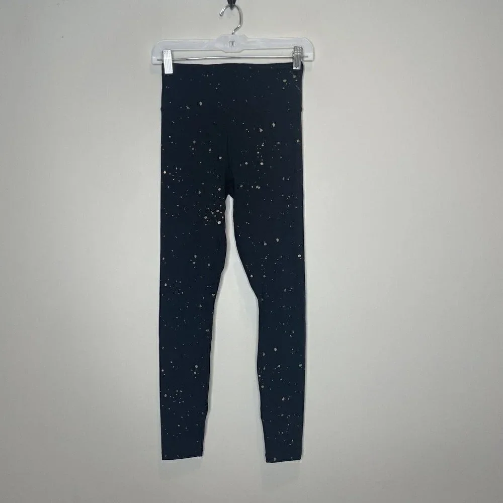 Spiritual Gangster Foil Print Black Gold Paint Splatter Essential Leggings Small - Picture 2 of 9